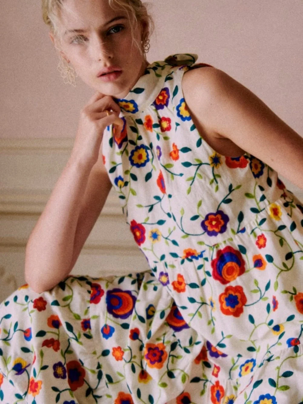 NWT Sézane Olympia Dress in Multicolor Embroidery Size 4/36